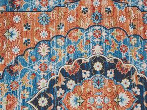 Tappeto passatoia blu e arancione poliestere 80 x 200 cm decorazioni orientali invecchiate per soggiorno camera da letto Beliani