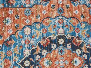 Tappeto passatoia blu e arancione poliestere 60 x 200 cm decorazioni orientali invecchiate per soggiorno camera da letto Beliani