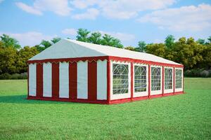 Tenda per feste 5x10 metri, PVC PREMIUM, 500 g/m² - Rosso e bianco