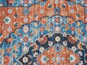 Tappeto passatoia blu e arancione poliestere 80 x 300 cm decorazioni orientali invecchiate per soggiorno camera da letto Beliani