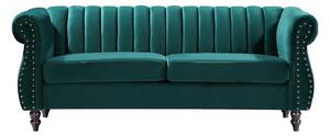 Divano Chesterfield 3 posti in Velluto Verde smeraldo - TRUMBO