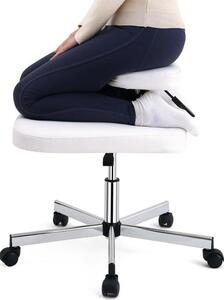 Sedia poggiapiedi regolabile in altezza, in pelle, dal design ergonomico - colore bianco