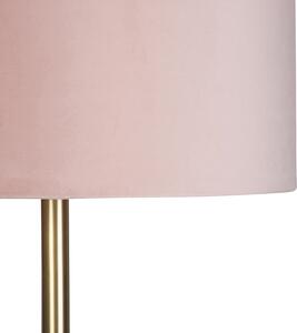 Lampada da terra ottone paralume rosa 40cm - SIMPLO
