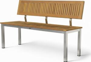 ALEOS. Panchina da giardino di design a 2 posti, 140 cm, senza braccioli – Mix di materiali di alta qualità: acciaio inossidabile e teak di prima scelta, molto robusta, per terrazze e giardini all'aperto, qualità professionale