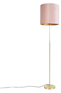Lampada da terra oro/ottone con paralume in velluto rosa 40/40 cm - Parte