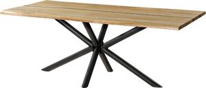 MASSIVMOEBEL24 | Tavolo da pranzo in legno di mango e resina epossidica nera 200x100x74 laccato natur / gambe incrociate tonde antracite matt EPOXY
