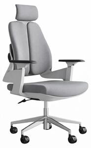 Sedia da ufficio ergonomica con poggiatesta e braccioli regolabili, colore grigio