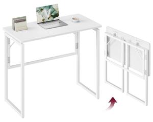 VASAGLE Tavolo pieghevole, piccola scrivania pieghevole, tavolo per computer, piano tavolo in un unico pezzo, angoli arrotondati, 80 cm