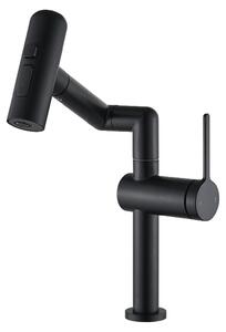 Omgoods - Miscelatore per lavabo nero con beccuccio girevole a 360°