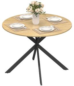 HOMCOM Tavolo da pranzo rotondo per 4 persone, tavolo da cucina in stile industriale, rovere