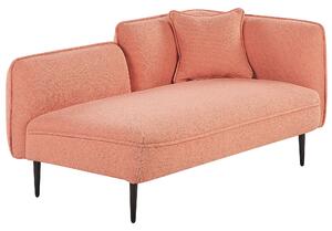 Chaise longue Destra in poliestere rosa pesca con cuscino e gambe metallo da salotto Beliani