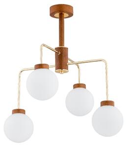Lampada a sospensione CHOKO in legno chiaro, bianco e oro, 4xE14x10W, legno, dimensioni: 63x60x60 cm, IP20, Alfa