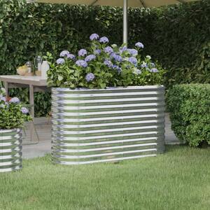 Vaso Giardino Acciaio Verniciato a Polvere 114x40x68 cm Argento