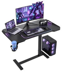 VEVOR Tavolino da letto 800x450 mm, scrivania per computer, scrivania da gaming, tavolino per laptop, tavolino da divano per l'ufficio domestico, regolabile in altezza da 675 a 1075 mm, con effetti di illuminazione RGB e portabicchieri, colore nero