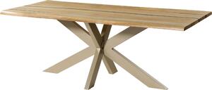 MASSIVMOEBEL24 | Tavolo da pranzo in legno di mango e resina epossidica nera 200x100x74 laccato natur / gambe incrociate argento lucido EPOXY