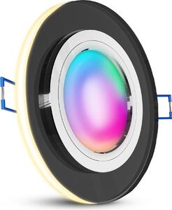 SSC-LUXon YAPU faretto da incasso in vetro piatto con anello LED in nero riflettente - lampada da incasso con WLAN Lampada LED Smart RGB CCT dimmerabile