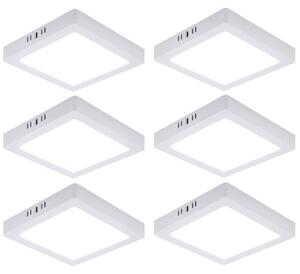 Set di 6 plafoniere LED, pannello montato a superficie, plastica, bianco, L 21,4 cm