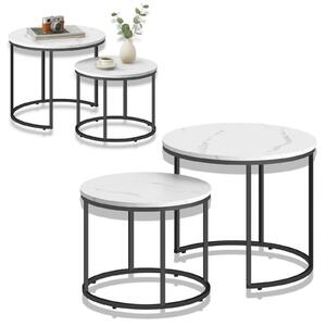 Couchitsch set di 2 rotondo, tavolino in metallo da salotto 53 x 45 cm & 43 x 35 cm (Ø x H), tavolino da divano in marmo, mulisoft, tavolino rotondo, 2 pezzi