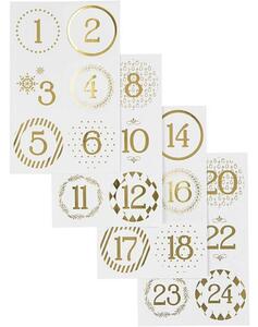 Adesivi per il calendario dell'Avvento bianco, oro