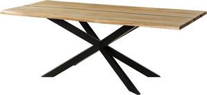 MASSIVMOEBEL24 | Tavolo da pranzo in legno di mango e resina epossidica nera 200x100x76 laccato natur / gambe incrociate antracite matt EPOXY