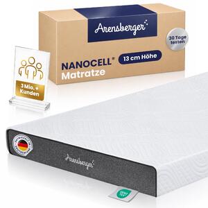 ARENSBERGER ANNA, materasso in schiuma di gel 90x200 cm - Schiuma di gel NANOCELL® da 13 cm - Durezza H3 - Traspirante - Sfoderabile 240g/m²