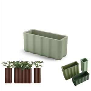 Fioriera NEBULA in Polietilene � un set di vasi con curve sinuoso e forma ondulata Dimensioni 89x35xh 40 cm Colore Giada