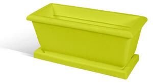 Fioriera rettangolare per esterni in polietilene esterno interno MOD LIBERTY Dimensione 22x51xh22,5 cm - peso 2 kg con foro di drenaggio. Sottovaso incluso kiwi