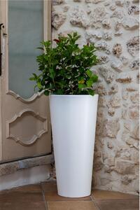 Portavaso alto in polietilene GOTICO liscio 110 cm ideale per interno ed esterno diametro superiore 50,5 cm inferiore 43 cm colore Bianco