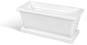 Fioriera rettangolare per esterni in polietilene esterno interno MOD LIBERTY Dimensione 22x51xh22,5 cm - peso 2 kg con foro di drenaggio. Sottovaso incluso bianco