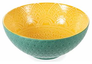 Baku insalatiera 25cm turchese - giallo in Dolomite Azzurro, diametro 25.8 x altezza 11 cm