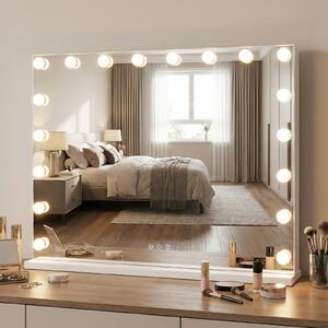 Costway Specchio trucco hollywood luci illuminato tavolo parete 3 colori luce, Specchio luminosità regolabile controllo tattile camera letto camerino 80 x 14 x 62,5 cm