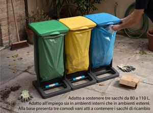 Porta sacco -Portarifiuti in resina di polipropilene MR B TRIS Adatto a sacchi da L 80-110 Dimensioni 97x36xh 81 cm - con Coperchio e Cornice ferma sacco