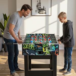 Costway Tavolo da calcio balilla gioco 2 in 1 con gambe rimovibili, Tavolo da calcio balilla libero con 2 palline Nero