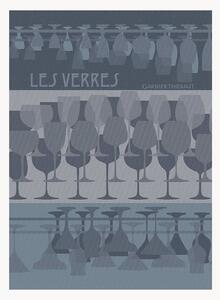 Set di 4 strofinacci jacquard Les Verres A Pied Denim