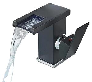 Miscelatore per lavabo, illuminazione a LED, montaggio a soffitto, colore nero