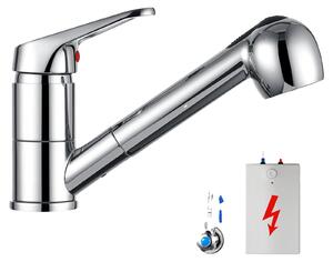 Rubinetto da cucina, con funzione spray estraibile, rotazione a 360°, cromato, attacco G3/8