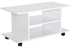 HOMCOM Mobile porta TV in Legno con Ruote Color Bianco 80x40x40cm