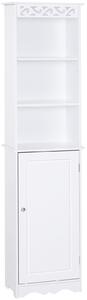 Homcom Mobiletto a Colonna Bagno in Legno con Decoro Intaglio Floreale Bianco 40 x 23 x 160|Aosom Italy|Aosom