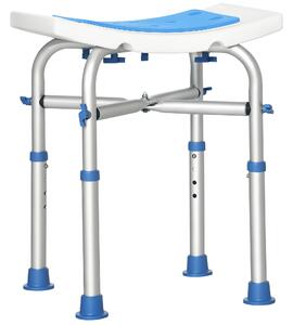 HOMCOM Sgabello per Doccia in Alluminio con Altezza Regolabile e Piedini Antiscivolo a Ventosa, Blu|Aosom