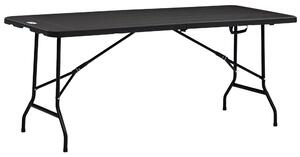 Outsunny Tavolo da Giardino Pieghevole per 6 Persone in Acciaio e HDPE, 180x75.5x73cm, Grigio Scuro|Aosom