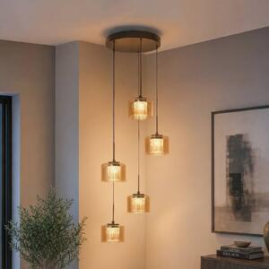 Searchlight Lampada a sospensione Tumblers, dimmerabile, Crema / Ambra, Soggiorno / Sala da pranzo, Alluminio, Lampada a sospensione