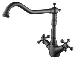 Aquanello Heritage Ascot: Miscelatore da cucina classico – Rubinetto nostalgico nero con bocchetta angolata, modello BL-4002-HA