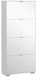 HOMCOM Mobile Scarpiera Salvaspazio Slim con Specchio e 4 Cassetti su 3 livelli per 24 Paia di Scarpe, 76x26x178cm, Bianco | Aosom Italy