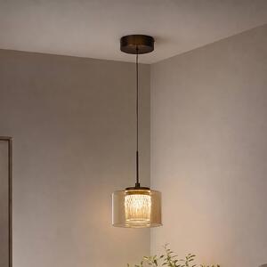 Searchlight Lampada a sospensione Tumblers, dimmerabile, Crema / Ambra, Soggiorno / Sala da pranzo, Alluminio, Lampada a sospensione
