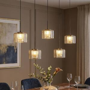 Searchlight Lampada a sospensione Tumblers, dimmerabile, Crema / Ambra, Soggiorno / Sala da pranzo, Alluminio, Lampada a sospensione