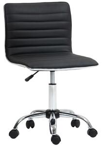 HOMCOM Sedia da Ufficio Girevole a 360° con Altezza Regolabile e 5 Ruote, Poltrona da Ufficio Imbottita Ergonomica in Pelle PU, Nero|Aosom Italy