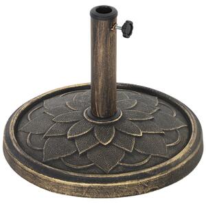 Outsunny Base per Ombrellone da 12 kg con Manovella Integrata, in Resina, Metallo e Cemento, Ø46x34 cm, Bronzo
