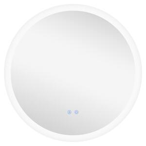 Kleankin Specchio Bagno con Luci LED Regolabili, Controllo Touch e Design Antiappannamento, Ø60 cm