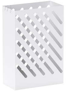 HOMCOM Portaombrelli di Design con Vaschetta Raccogli Gocce e 4 Ganci in Metallo, 28x14x41 cm, Bianco