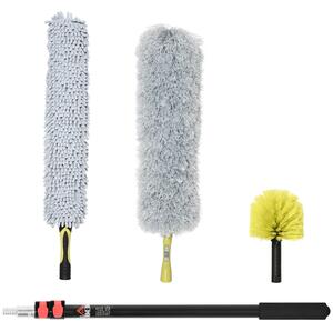 HOMCOM Kit per Pulizia della Casa con Asta, Spolverino per Ragnatele, Spolverino in Microfibra e Spolverino per Ventilatore|Aosom